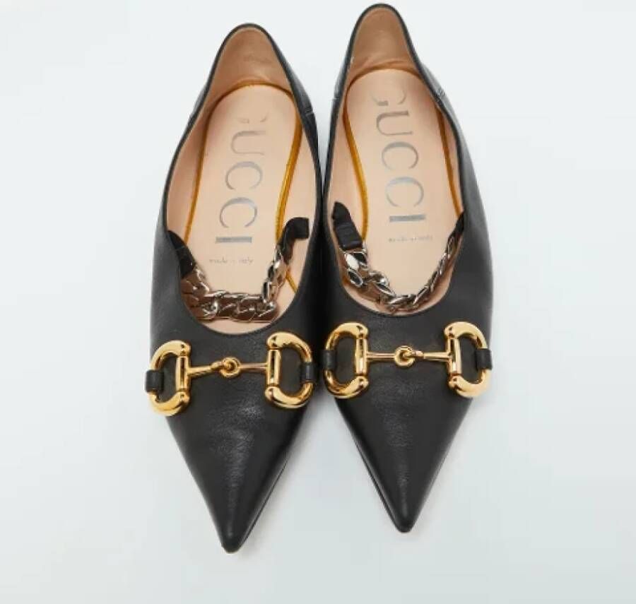 Gucci Vintage Pre-owned Leather flats Black Dames