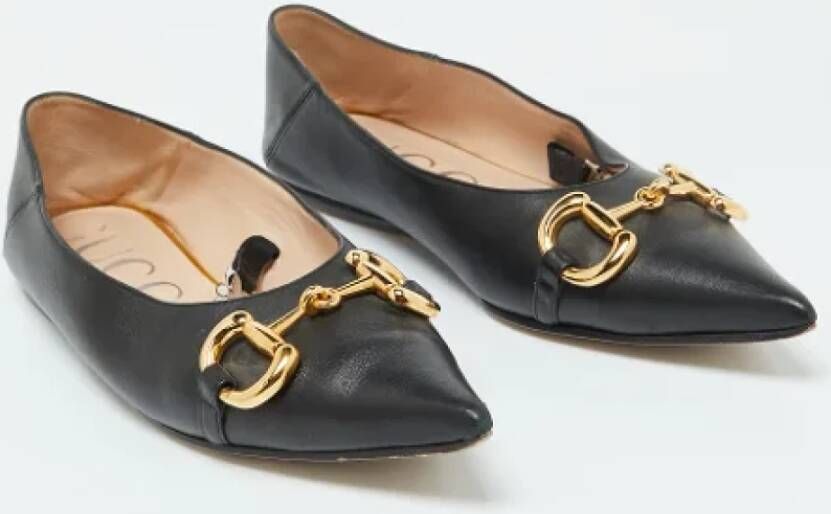 Gucci Vintage Pre-owned Leather flats Black Dames
