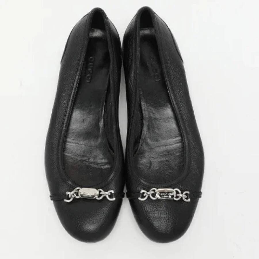 Gucci Vintage Pre-owned Leather flats Black Dames