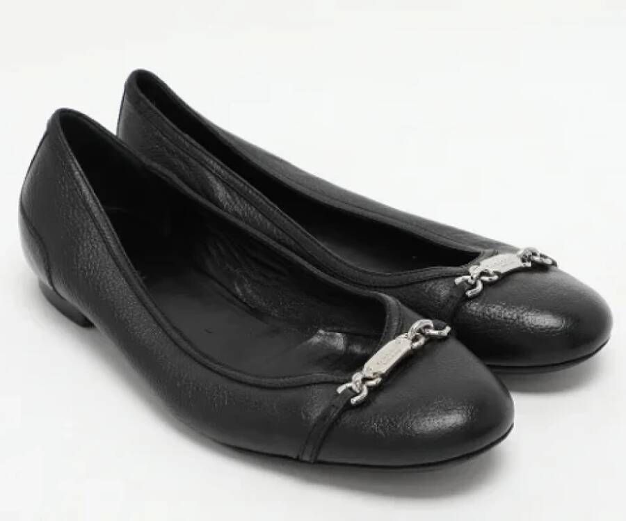 Gucci Vintage Pre-owned Leather flats Black Dames