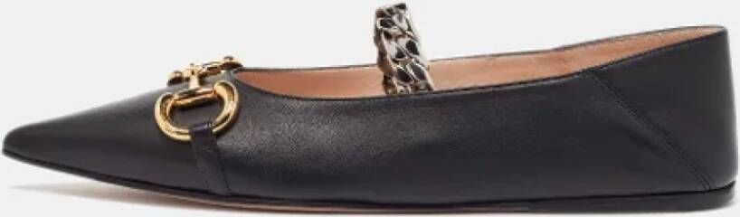 Gucci Vintage Pre-owned Leather flats Black Dames