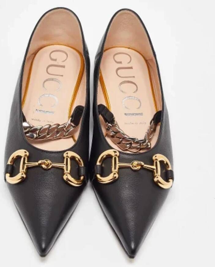 Gucci Vintage Pre-owned Leather flats Black Dames