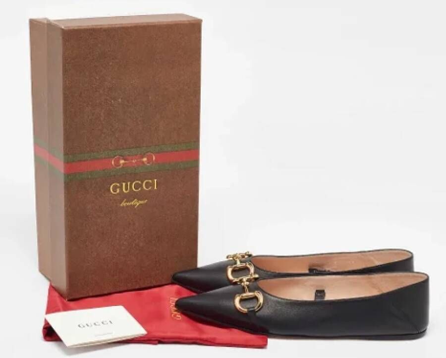 Gucci Vintage Pre-owned Leather flats Black Dames