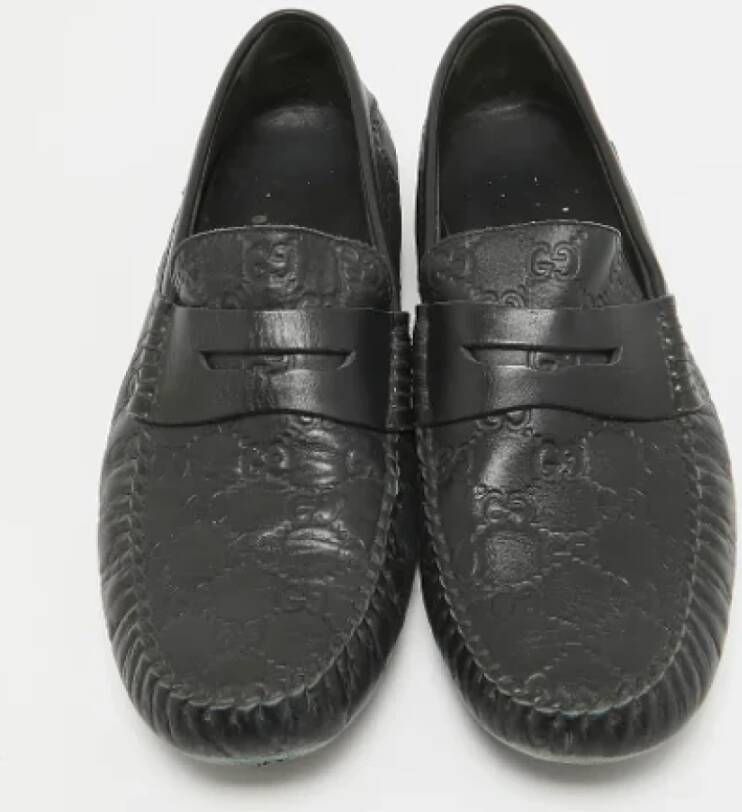 Gucci Vintage Pre-owned Leather flats Black Heren