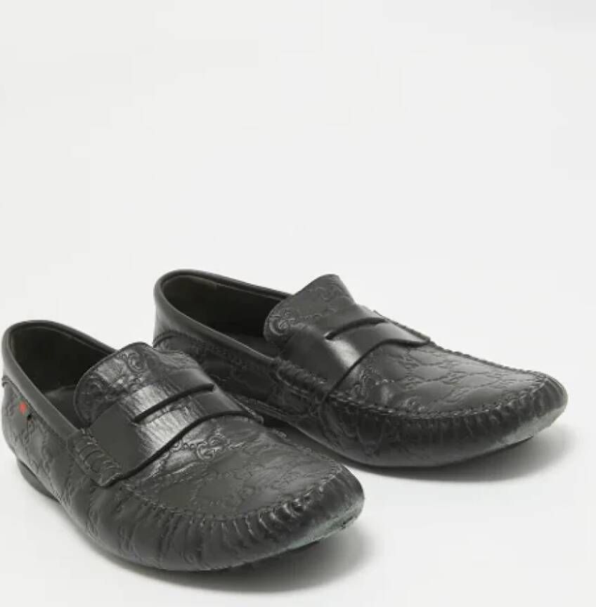 Gucci Vintage Pre-owned Leather flats Black Heren