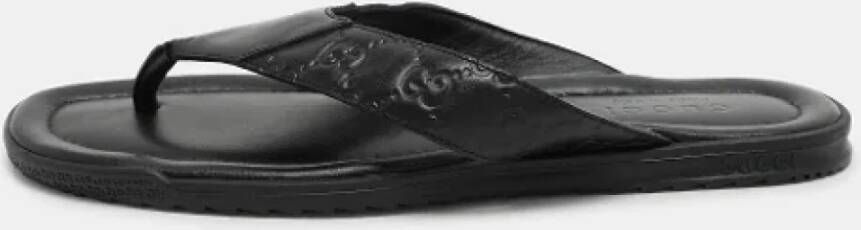 Gucci Vintage Pre-owned Leather flats Black Heren