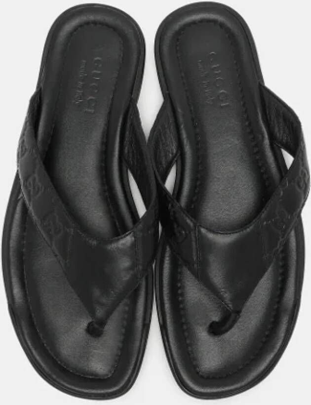 Gucci Vintage Pre-owned Leather flats Black Heren