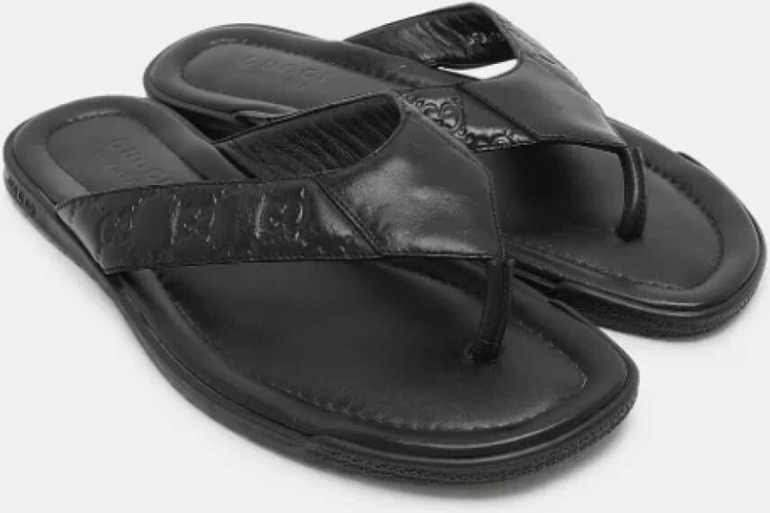 Gucci Vintage Pre-owned Leather flats Black Heren