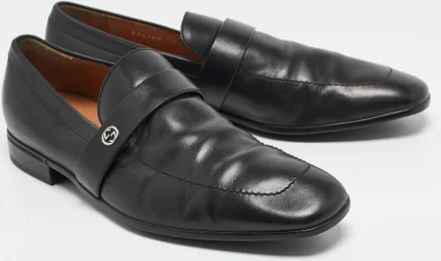 Gucci Vintage Pre-owned Leather flats Black Heren