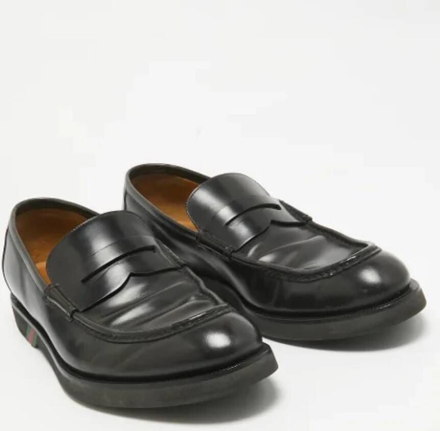 Gucci Vintage Pre-owned Leather flats Black Heren