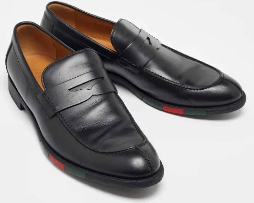 Gucci Vintage Pre-owned Leather flats Black Heren