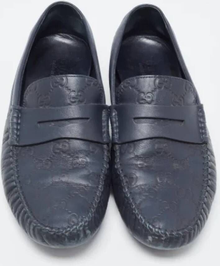 Gucci Vintage Pre-owned Leather flats Blue Dames