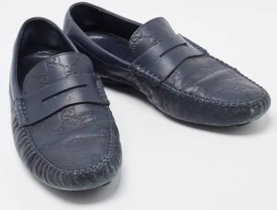 Gucci Vintage Pre-owned Leather flats Blue Dames