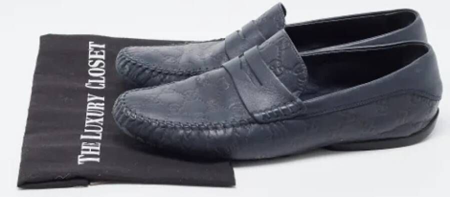 Gucci Vintage Pre-owned Leather flats Blue Dames