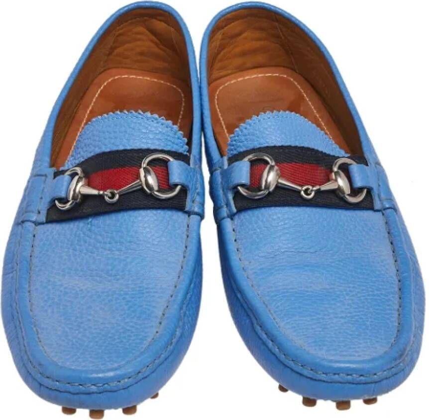 Gucci Vintage Pre-owned Leather flats Blue Dames
