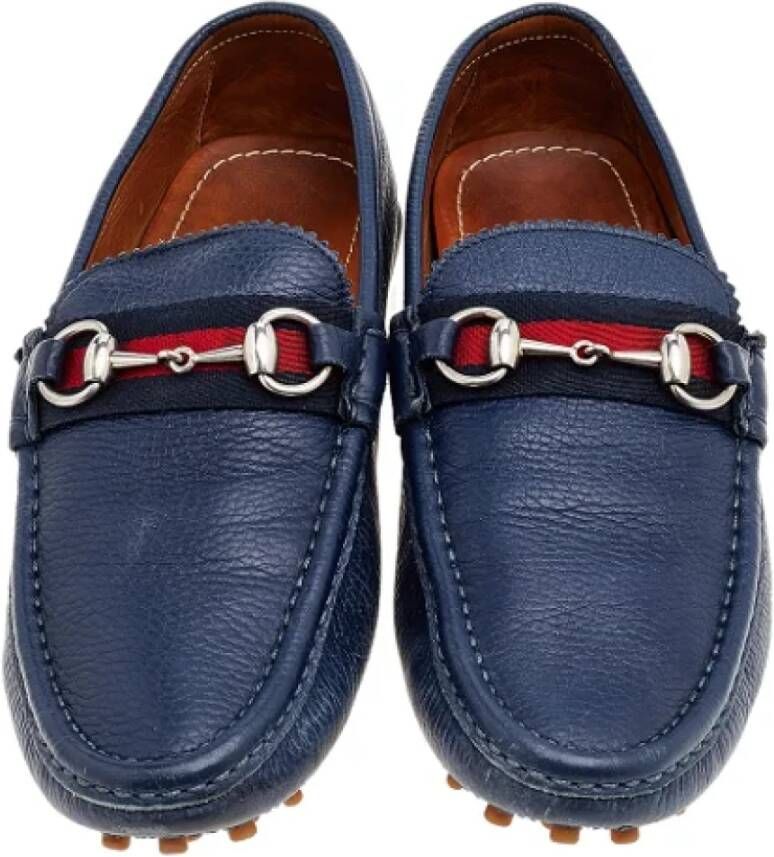 Gucci Vintage Pre-owned Leather flats Blue Dames