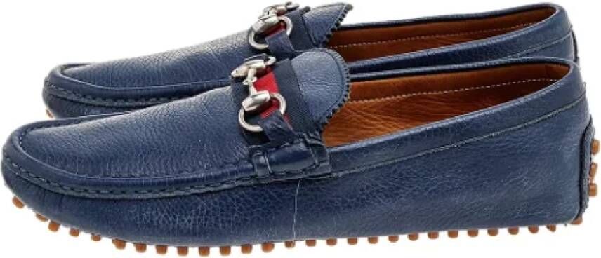Gucci Vintage Pre-owned Leather flats Blue Dames