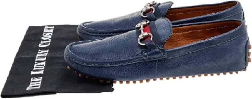Gucci Vintage Pre-owned Leather flats Blue Dames