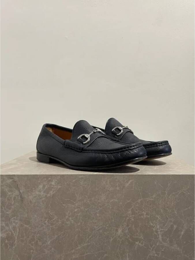 Gucci Vintage Pre-owned Leather flats Blue Dames