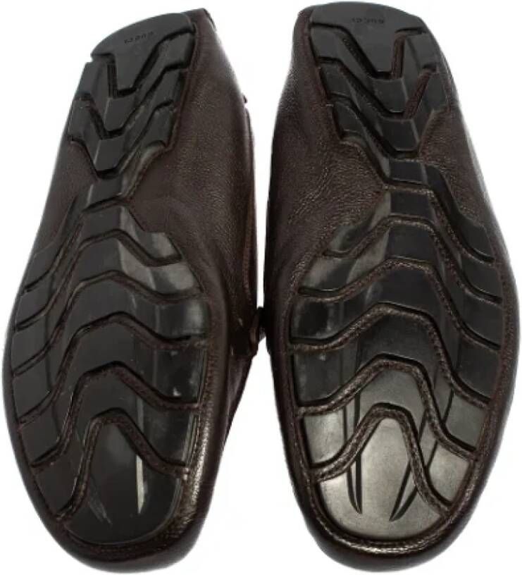 Gucci Vintage Pre-owned Leather flats Brown Dames