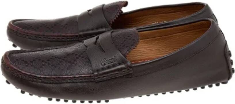 Gucci Vintage Pre-owned Leather flats Brown Dames