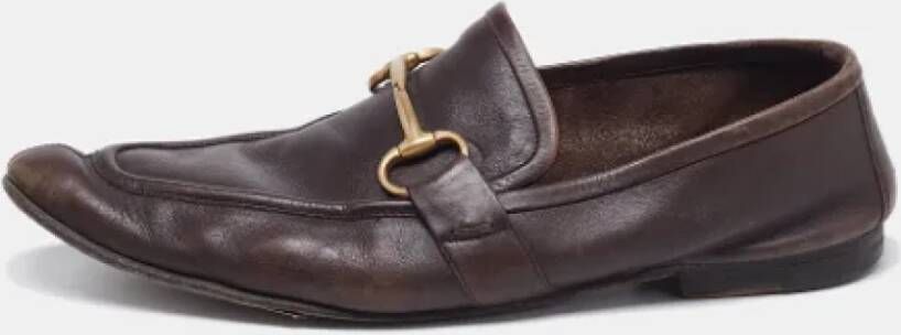 Gucci Vintage Pre-owned Leather flats Brown Dames