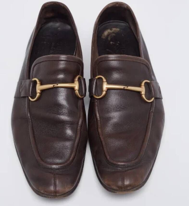 Gucci Vintage Pre-owned Leather flats Brown Dames