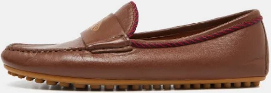 Gucci Vintage Pre-owned Leather flats Brown Dames