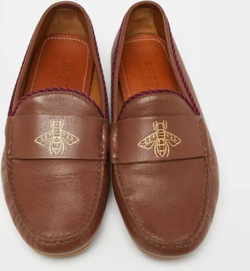 Gucci Vintage Pre-owned Leather flats Brown Dames