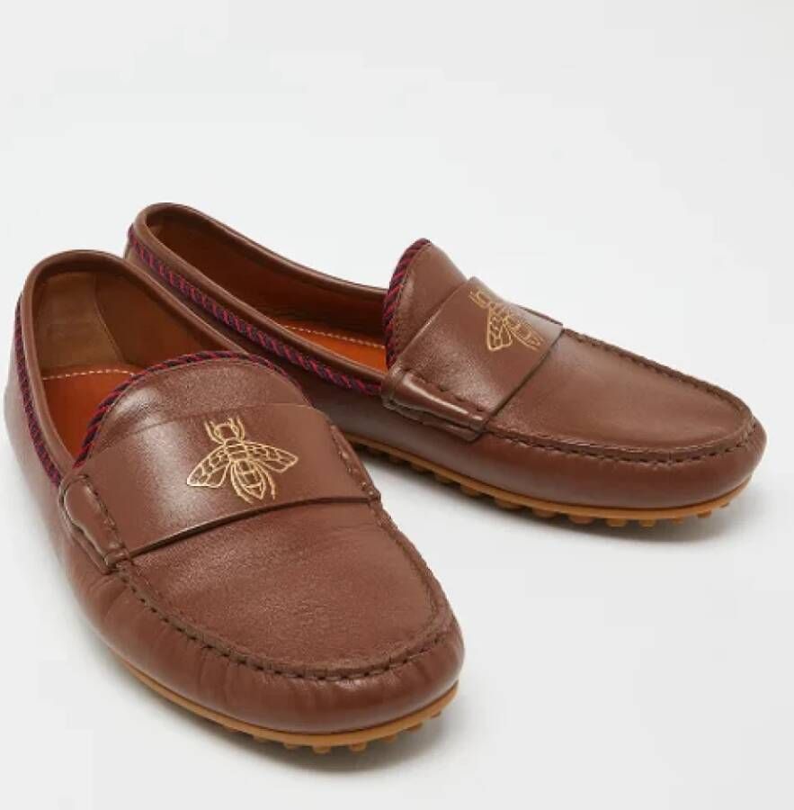 Gucci Vintage Pre-owned Leather flats Brown Dames