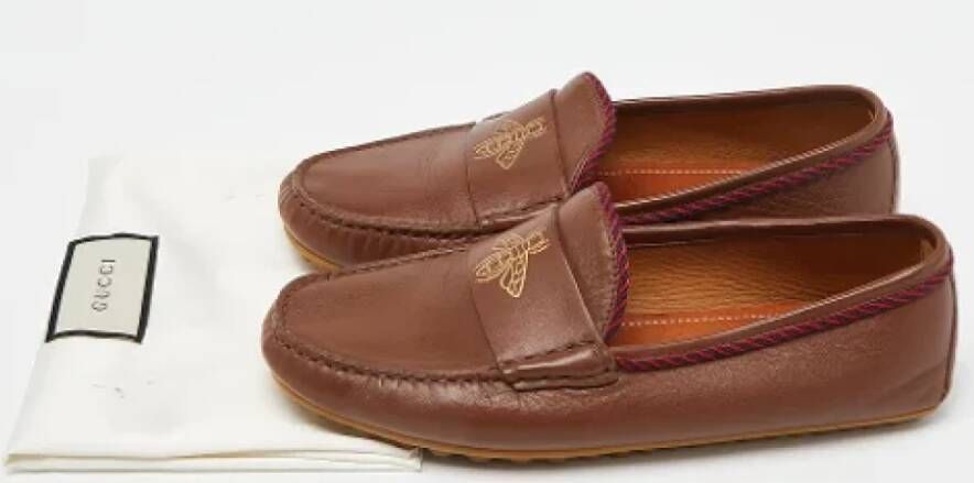 Gucci Vintage Pre-owned Leather flats Brown Dames