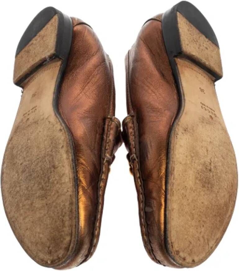 Gucci Vintage Pre-owned Leather flats Brown Dames