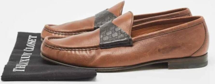 Gucci Vintage Pre-owned Leather flats Brown Heren