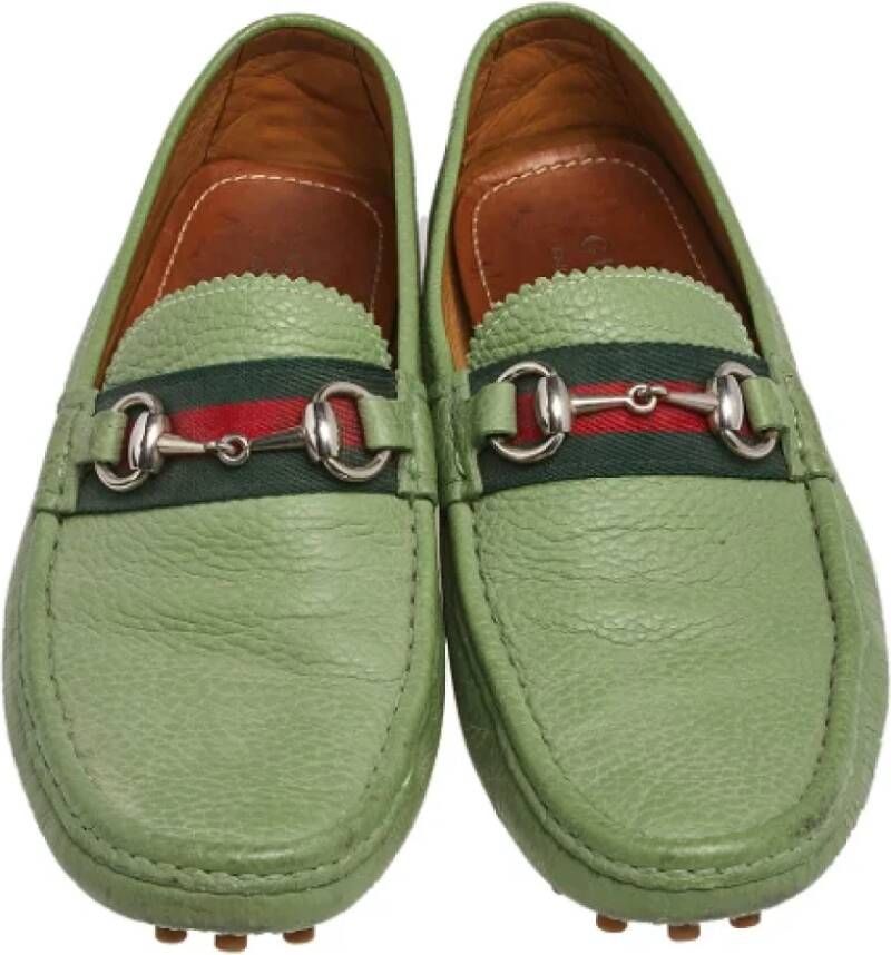 Gucci Vintage Pre-owned Leather flats Green Dames