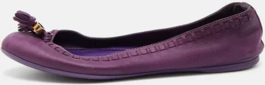 Gucci Vintage Pre-owned Leather flats Purple Dames