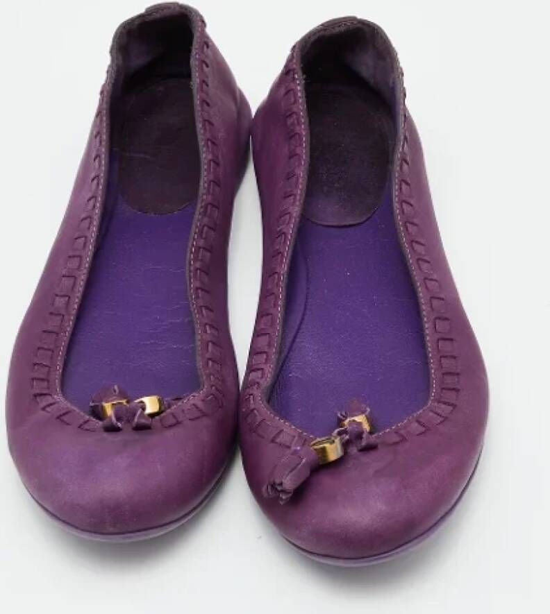 Gucci Vintage Pre-owned Leather flats Purple Dames