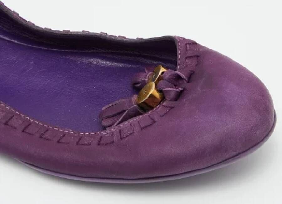 Gucci Vintage Pre-owned Leather flats Purple Dames