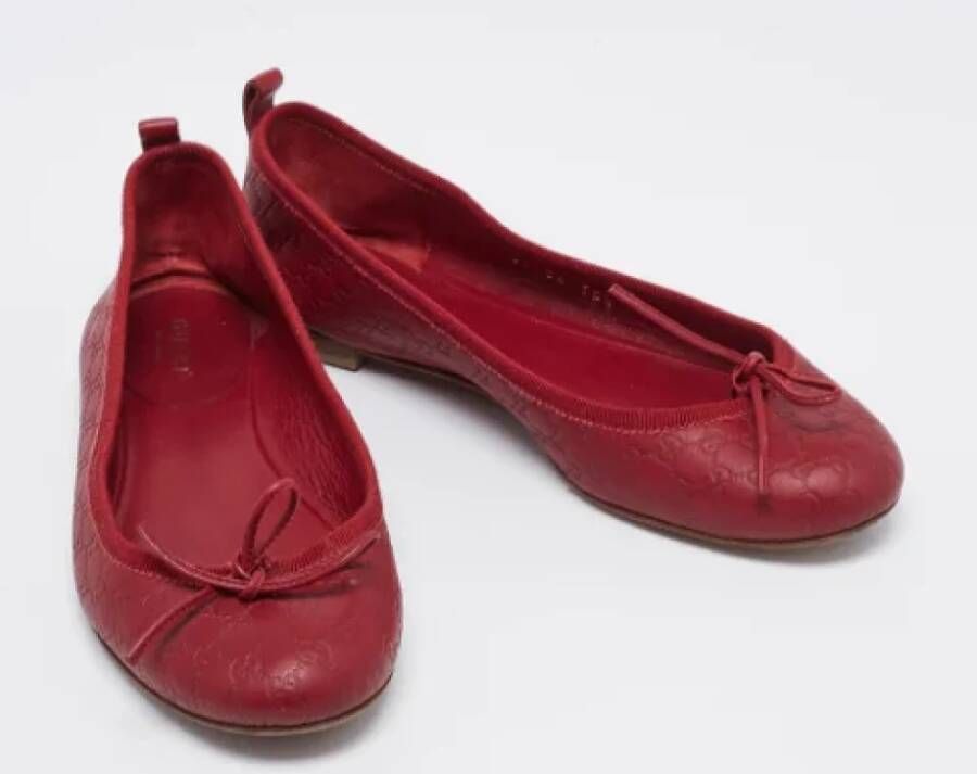 Gucci Vintage Pre-owned Leather flats Red Dames