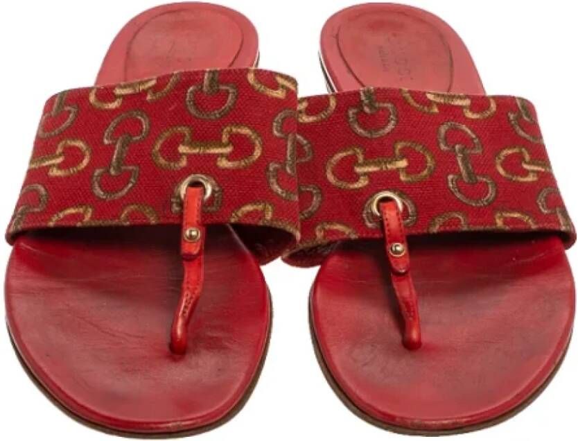 Gucci Vintage Pre-owned Leather flats Red Dames