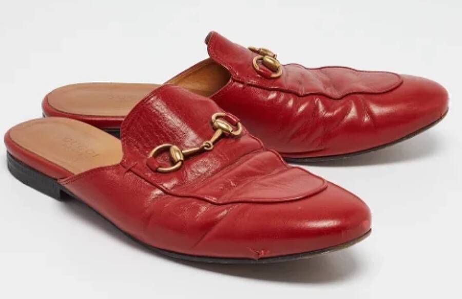 Gucci Vintage Pre-owned Leather flats Red Dames