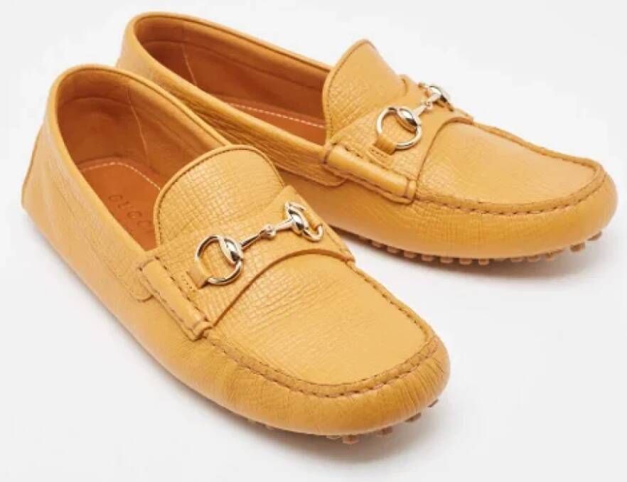 Gucci Vintage Pre-owned Leather flats Yellow Heren