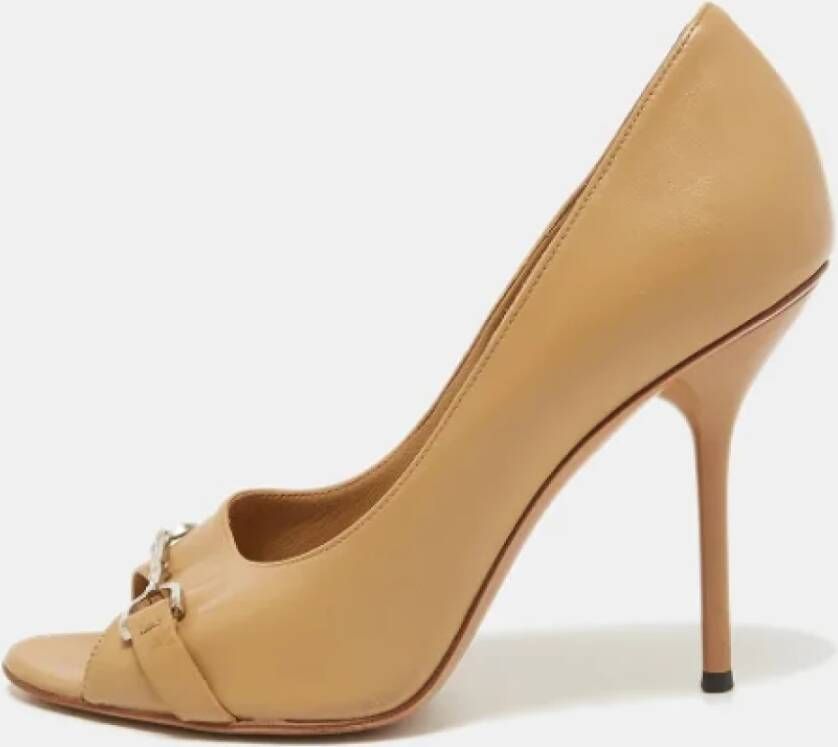 Gucci Vintage Pre-owned Leather heels Beige Dames
