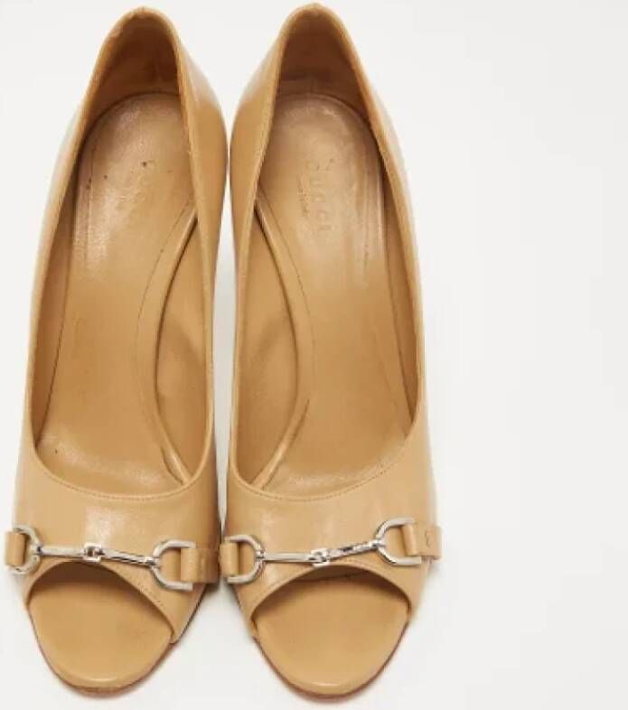 Gucci Vintage Pre-owned Leather heels Beige Dames