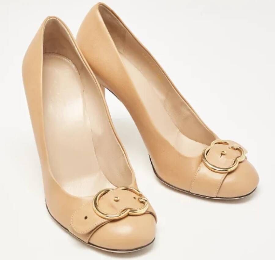 Gucci Vintage Pre-owned Leather heels Beige Dames