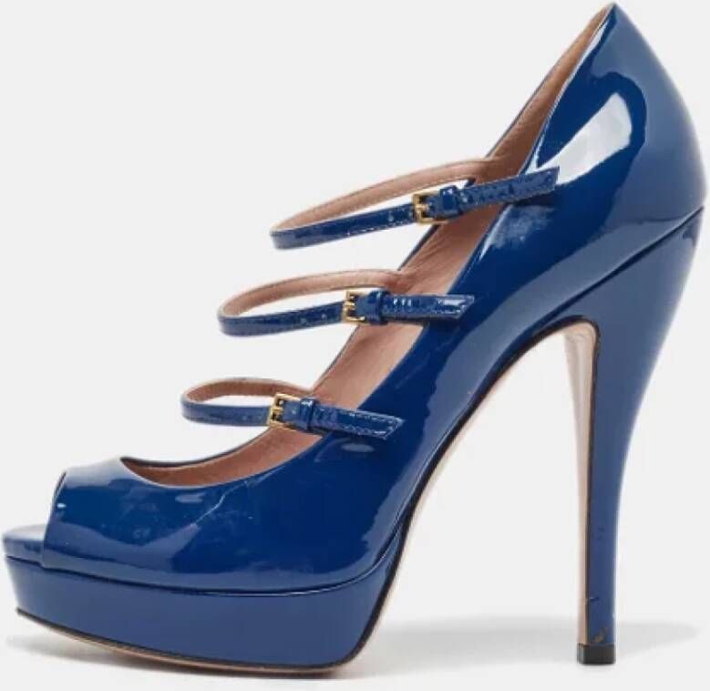 Gucci Vintage Pre-owned Leather heels Blue Dames