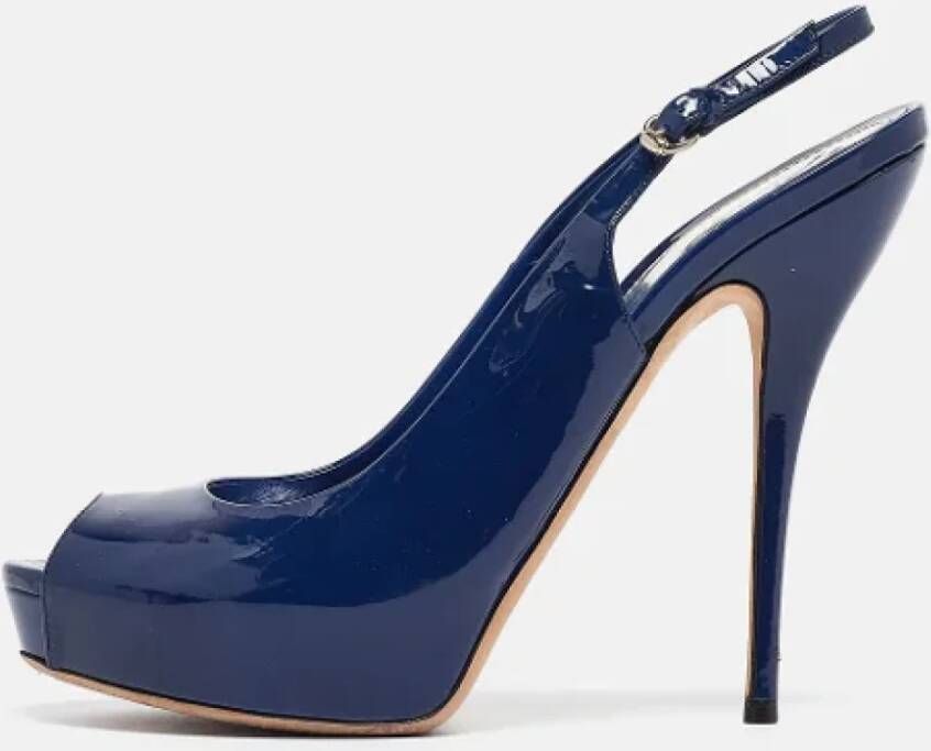 Gucci Vintage Pre-owned Leather heels Blue Dames