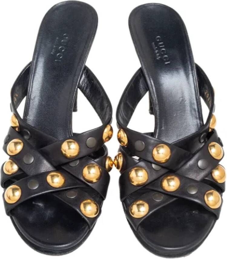 Gucci Vintage Pre-owned Leather sandals Black Dames