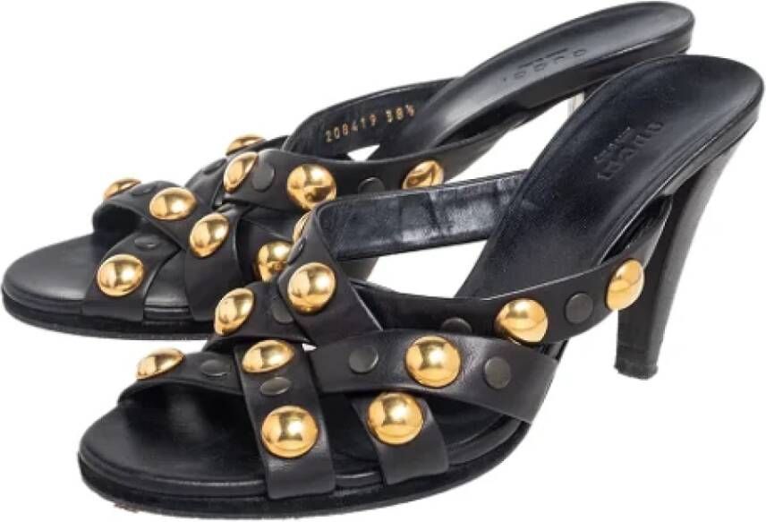 Gucci Vintage Pre-owned Leather sandals Black Dames