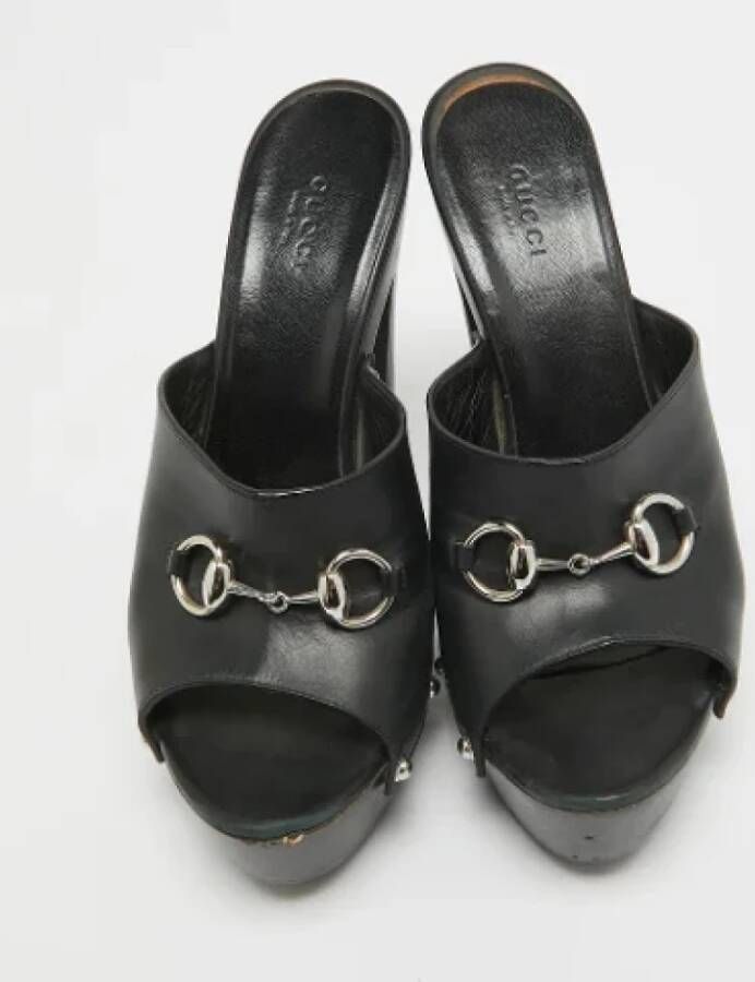 Gucci Vintage Pre-owned Leather sandals Black Dames