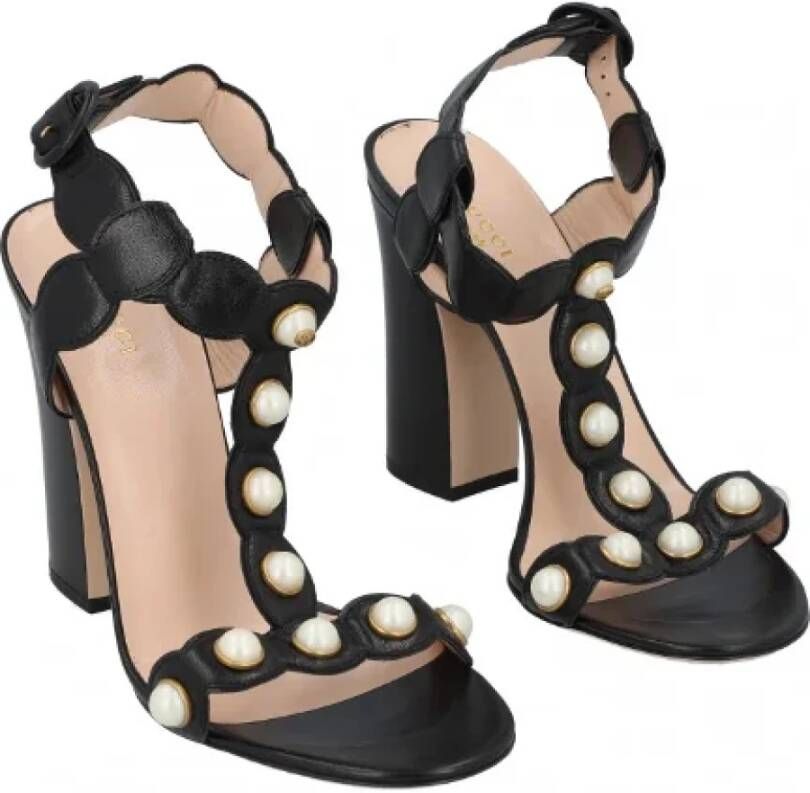 Gucci Vintage Pre-owned Leather sandals Black Dames